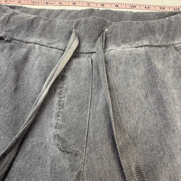 Made In Italy Charcoal Pull On Gray Pants Sequin Patches Wide Drawstring Waist - Picture 11 of 16